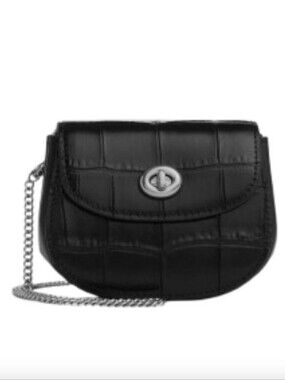 🆕️👛Coach Croc Embossed Turnlock Card Case, Black CZ475